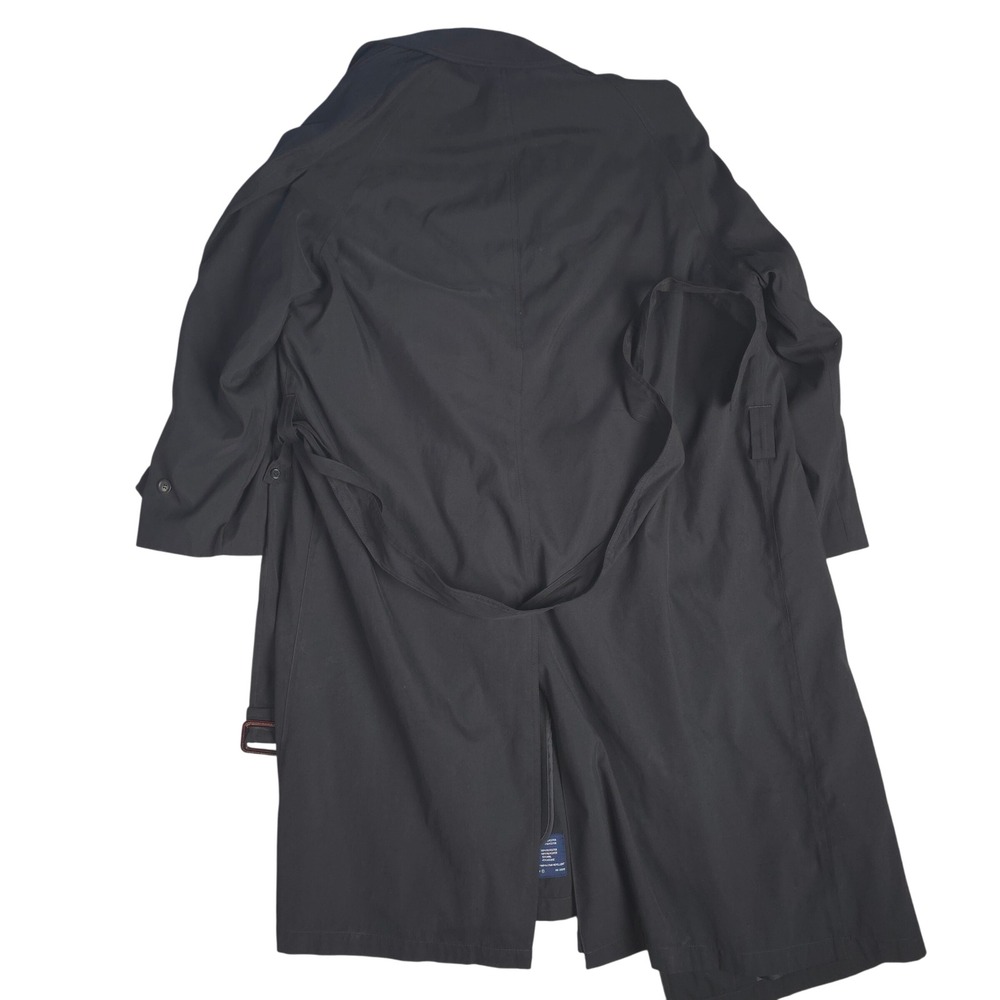 Ralph Lauren Men's Black Quilted Lined Rain Trench Coat Size 42R Belted - Picture 15 of 15
